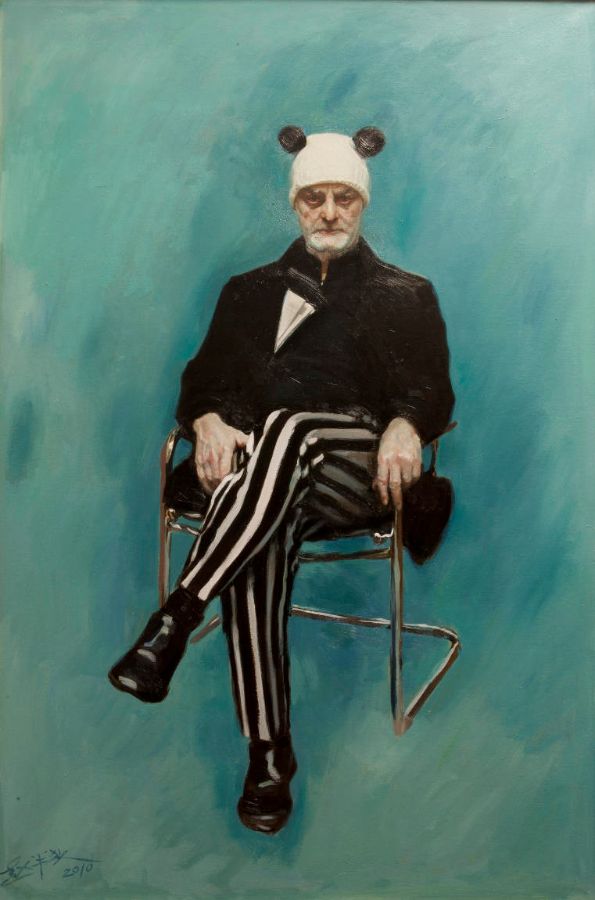 Zhao Bandi setzte Uli Sigg in seinem Portrait eine für den Künstler typische Mütze mit Panda-Ohren auf.